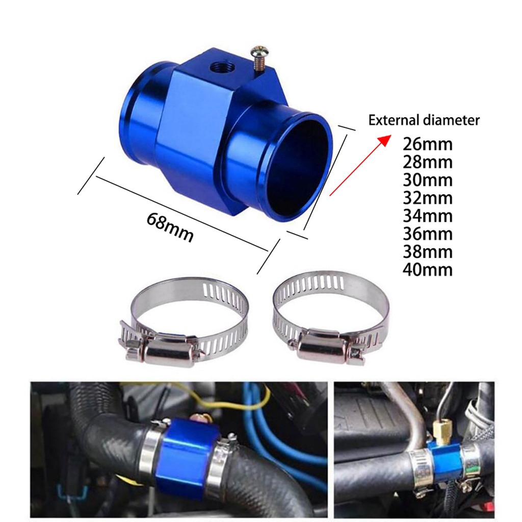 R Water Temp Joint Pipe Water Temp Temperature Joint Pipe Sensor Gauge Radiator Hose Adapter 32mm Blue TOOGOO 
