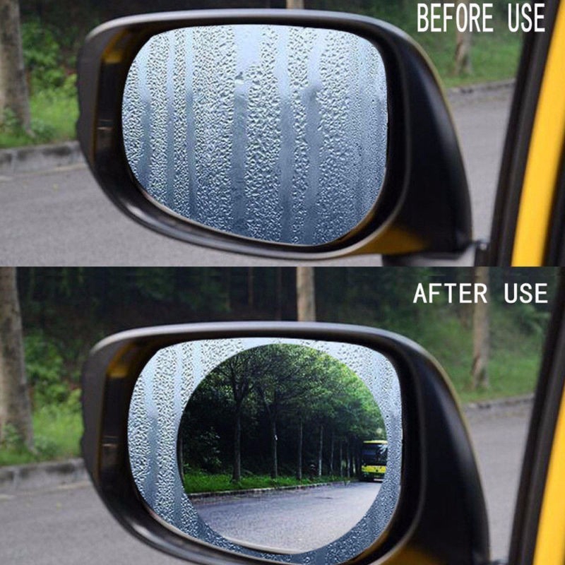 2x Car Rearview Mirror Waterproof Membrane Anti-glare Anti-fog Film Rainproof
