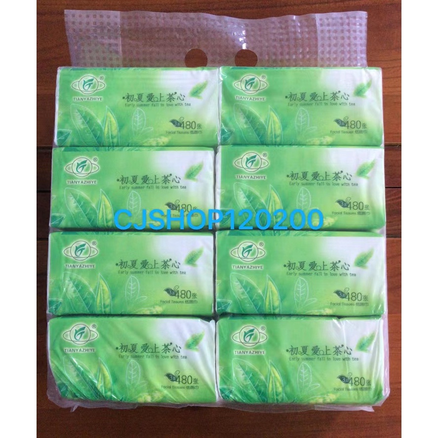 (420 sheets x 8 Packs) vinka Organic green tea Facial Tissue | Shopee ...