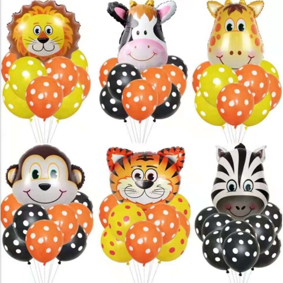 99 Only Jungle Safari Animal Balloon Theme Set 2ft Head Animal