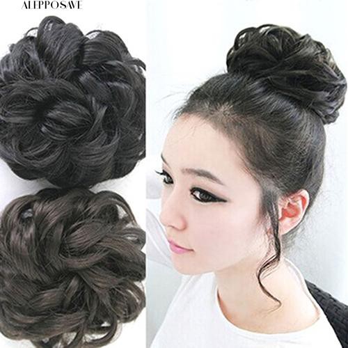 Hot Women Lady Wavy Curly Dish Hair Bun Extension Hairpiece