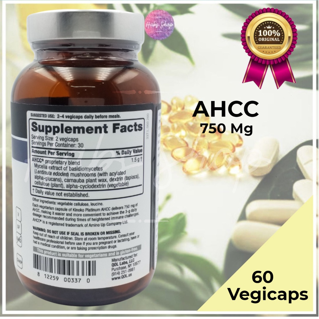 ONHAND!!! Quality of Life Labs Kinoko Platinum AHCC 750 mg 60 Vegicaps