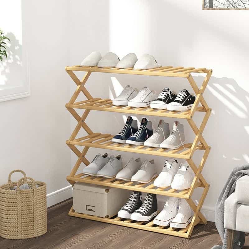 50cm 5 Tier Bamboo Shoe Rack Organizer Wooden Storage Shelves Stand Shelf 5 Layer Space Saving Rack Shopee Philippines