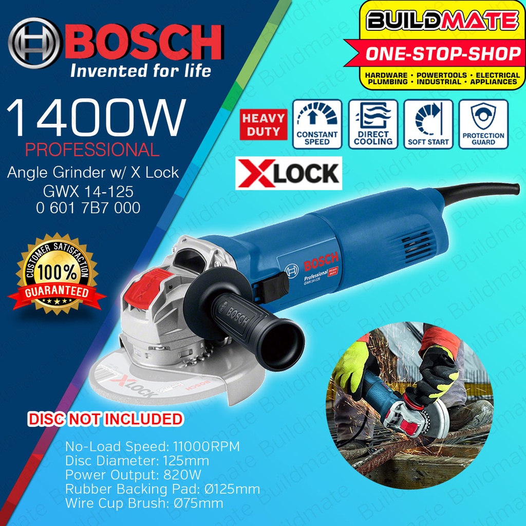 BOSCH XLOCK 125mm M14 Heavy Duty Soft Start Keyless Angle Grinder GWX