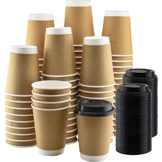 25pcs Double Wall Coffee Cups 8oz 12oz 16oz with Lid or No Lid #1