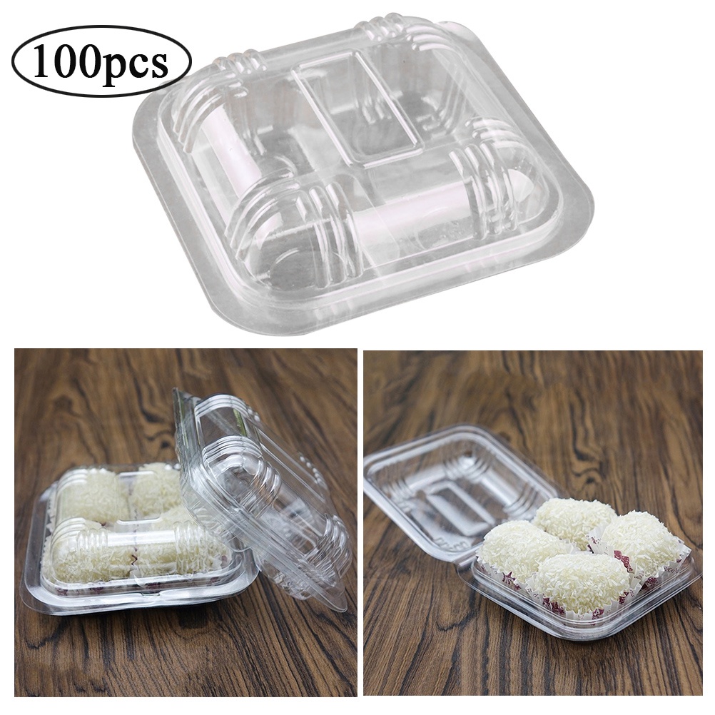 100pcs Disposable Plastic Box Packaging Boxes With Lid Transparent ...