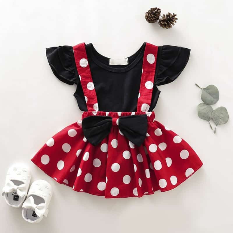 baby red polka dot dress