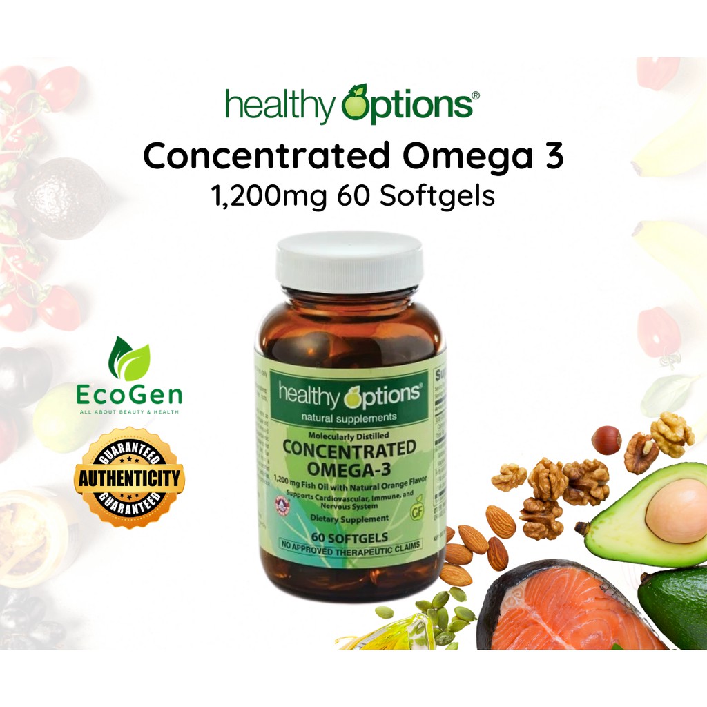 Healthy Options Concentrated Omega 3 1,200mg 60 Softgels Shopee