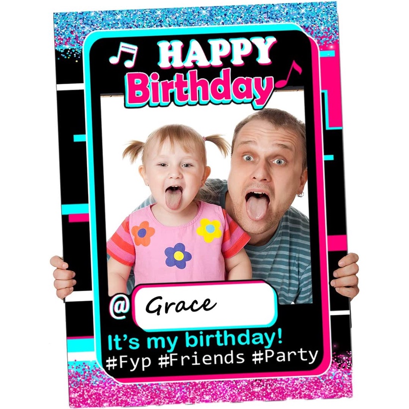 Tik Tok Birthday Party Decorations-Happy Birthday Bling Photo Booth ...