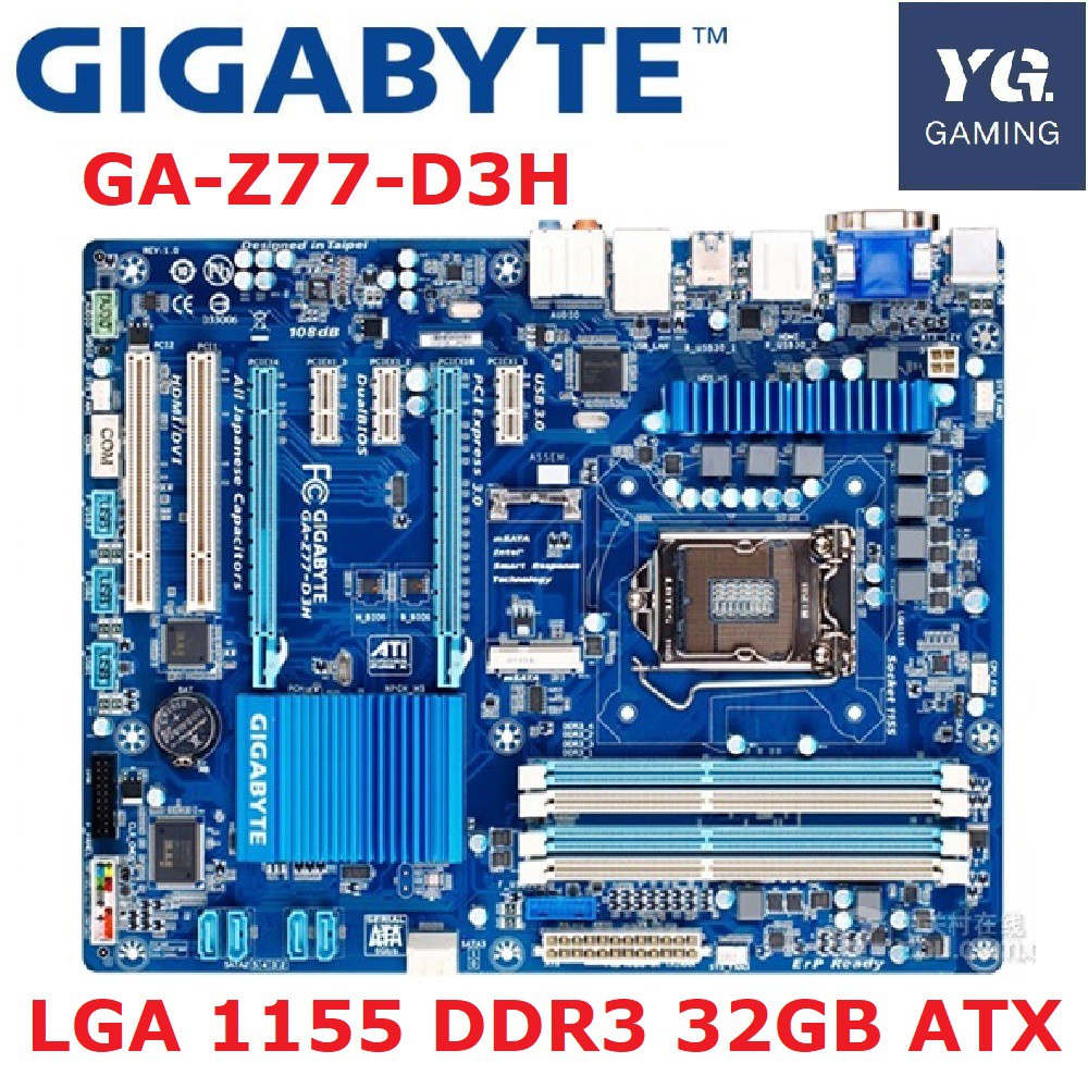 GIGABYTE GA-Z77-D3H DH3 Desktop Motherboard Z77 Socket LGA 1155 DDR3 ...