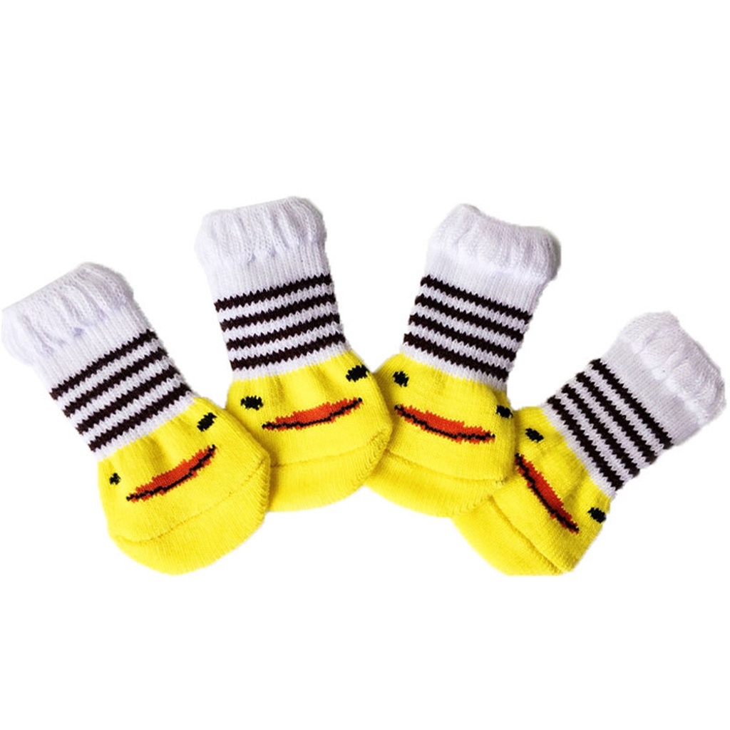 4Pcs Cute Pet Dog Socks Print Anti-Slip Cats Puppy Shoes Socks Cotton Soft Indoor Wear Pet Socks #8