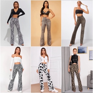 Flare Wide Leg Cotton Knitted Premium Pants Printed