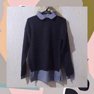  Yesstyle  Korean Navy Blue Collar Sweater Shopee  Philippines