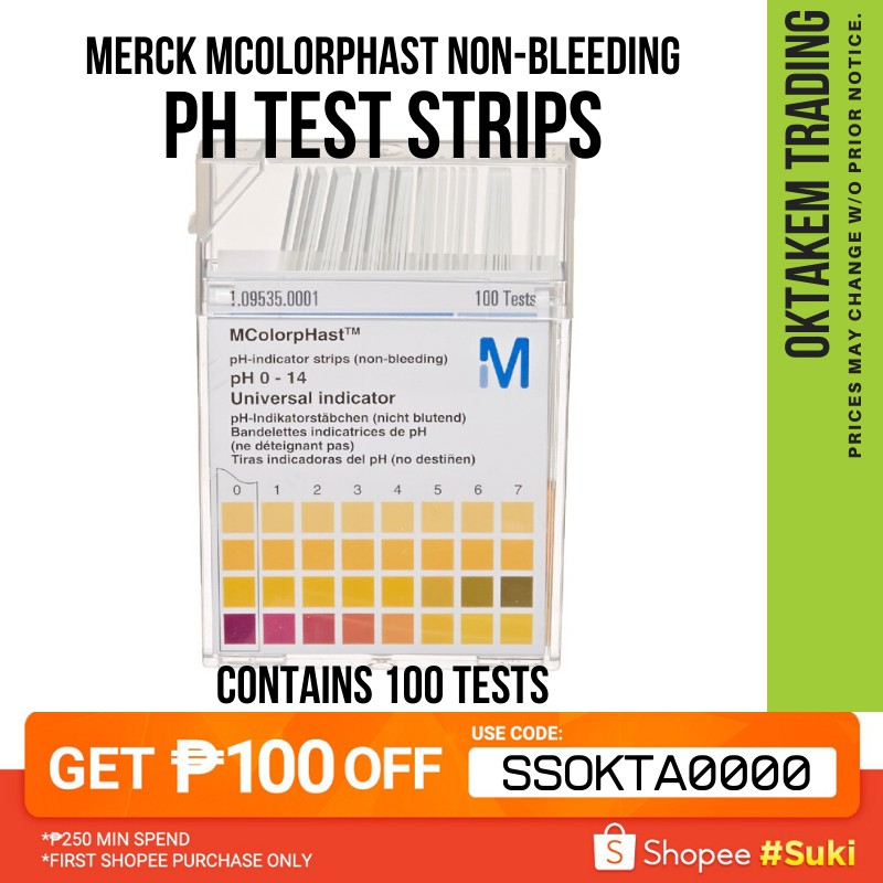 Merck MColorpHast Non Bleeding pH Test Strips 100 strips Shopee