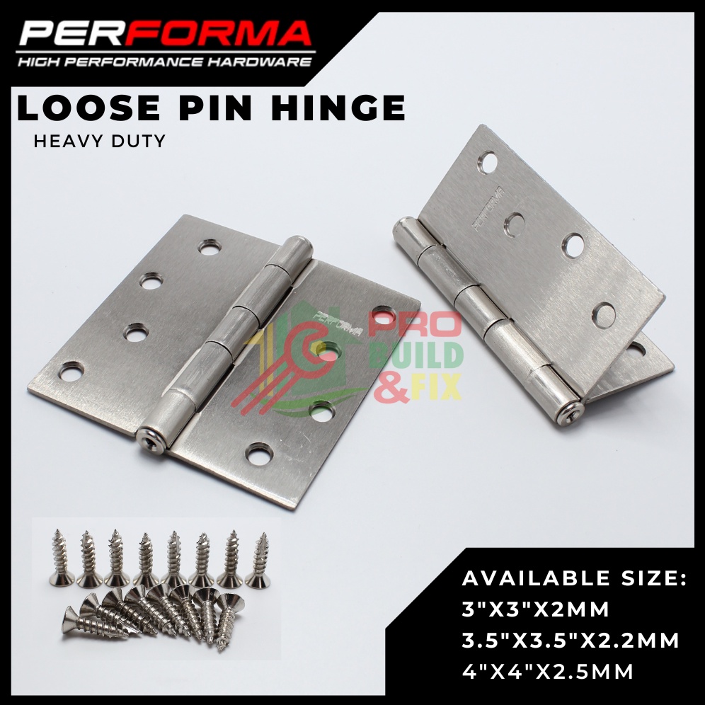 PERFORMA Heavy Duty Loose Pin Hinge (per pair) Solid Stainless Steel