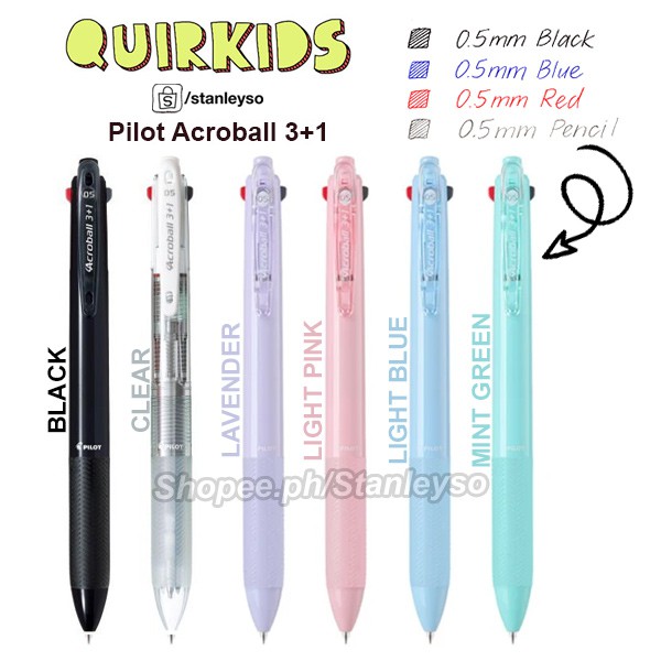 Pilot Acroball 3+1 0.5 mm Ballpoint Multi Pen with Mechanical Pencil Pastel  Edition | Shopee Philippines