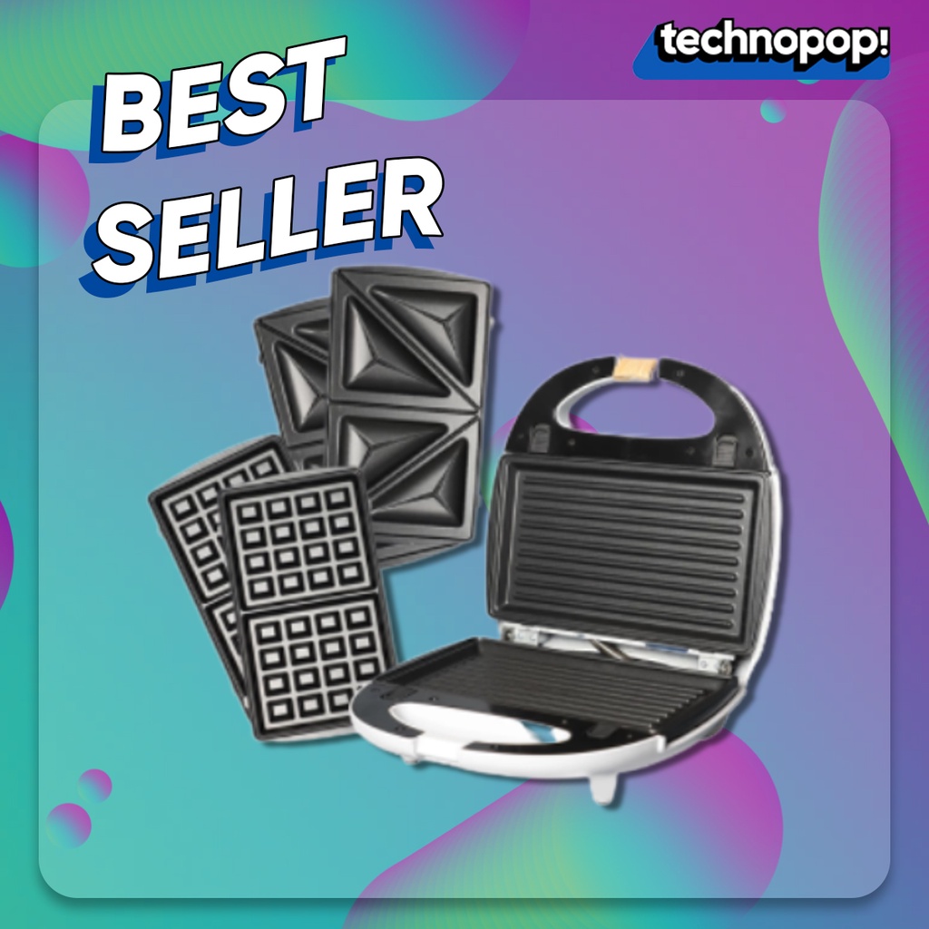 KAZUMI Prescook 3 In 1 Sandwich, Waffle Maker And Grill Technopop PH Shopee Philippines