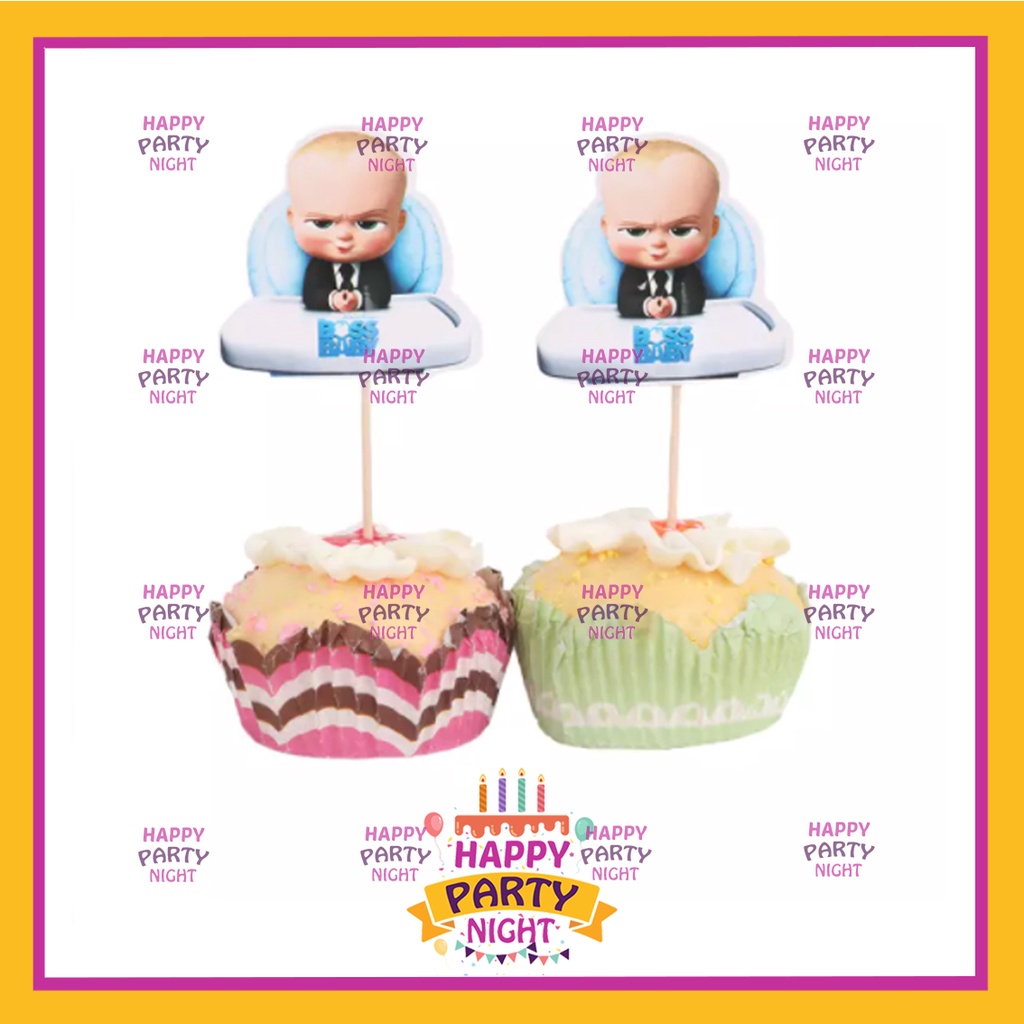 2022Happy Party Night Boss Baby Cupcake Topper 10 pcs Snack Topper with
