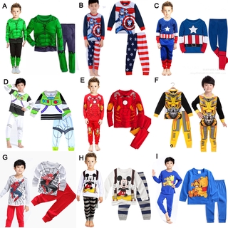 Age 1-7yrs Kids Baby Boys Pajamas Set Cartoon Hulk Ironman Sleepwear Toddler Long Sleeve Pyjamas jYp #1