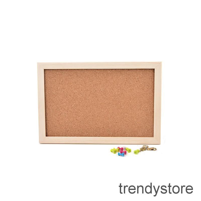 Natural Wood Frame Cork Bulletin Board Office Supplier 20 30cm