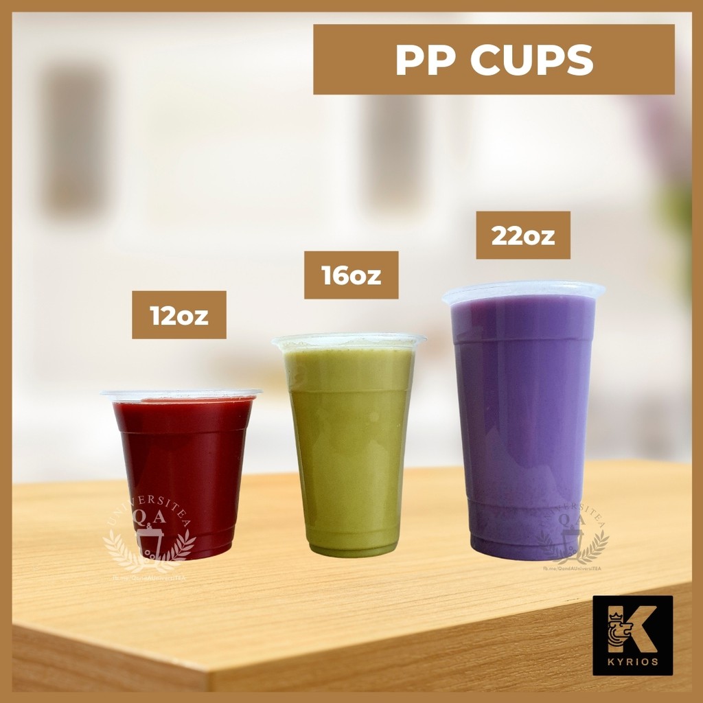 Ppy 95mm Plastic Flat Cups 12oz 16oz 22oz 50pcs For Milk Teafrappejuiceshakes Shopee 8695