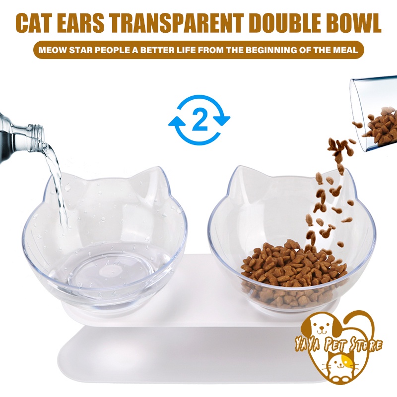 Dual Pet Cat Stress Ease Food Bowl Feeder