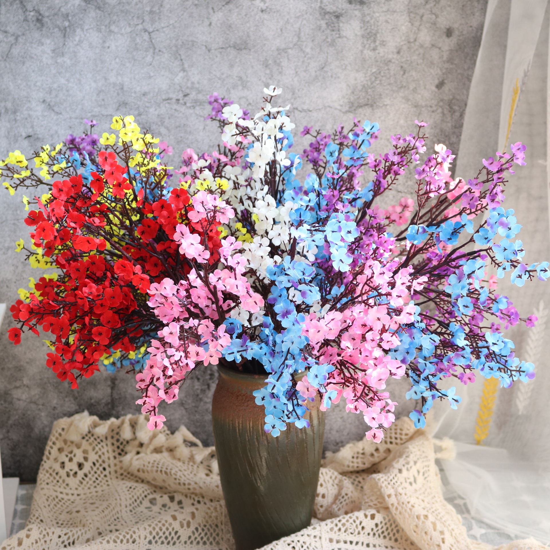 1 Bunch of gypsophila Artificial Flowers / High Quality Plants Bouquet/Real Touch Decorative Fake Flower Holding Bouquet / For Office, Hotel, Home Wedding Christmas Festival Party DIY Indoor Home Decoration