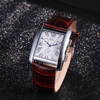 Retro business men's watch simple and elegant quartz watch Roman scale three-eye square belt watch §HUJU Trade§ #3