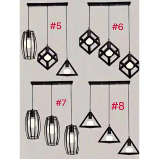 【Ready Stock】(Three free light bulbs) indoor vintage steel Pandent Lights  Chandelier #7