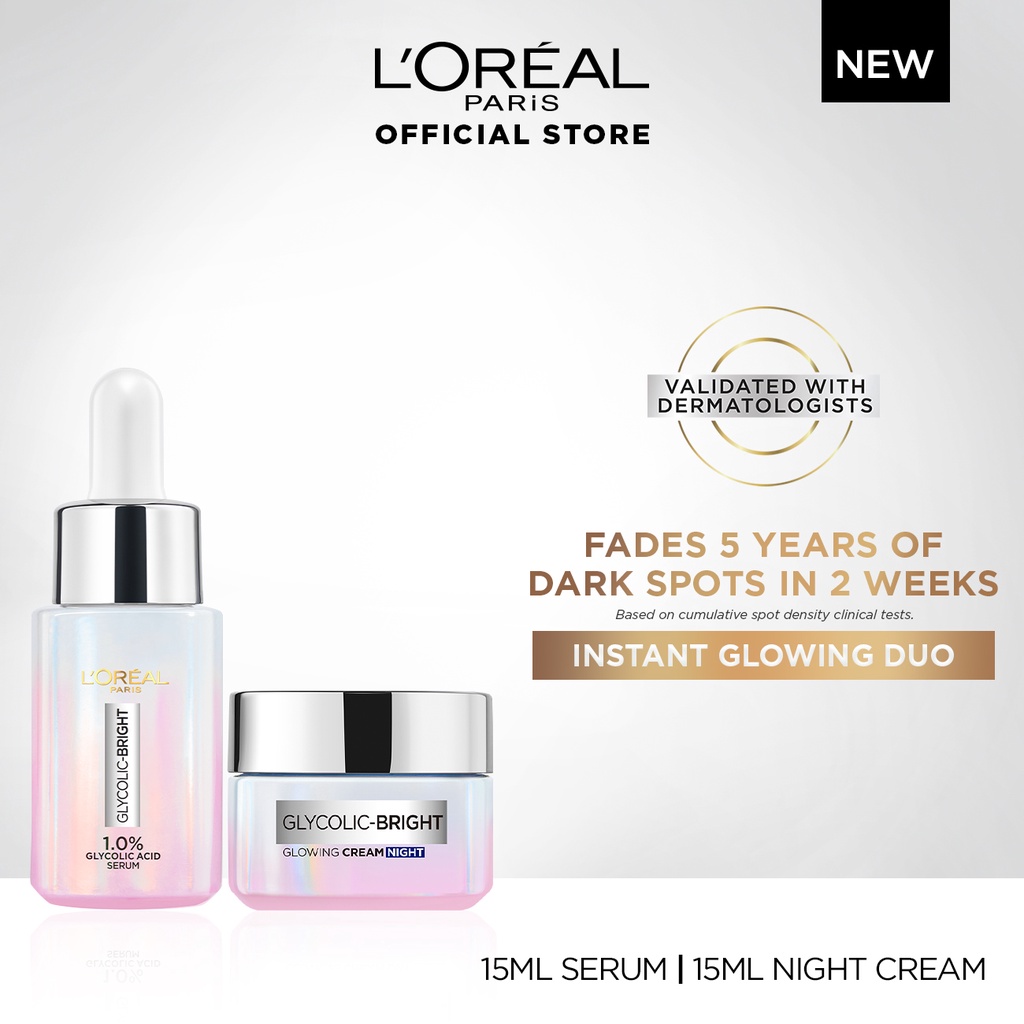 NEW L'Oreal Paris Glycolic Bright Instant Glowing Duo (Serum 15ml and