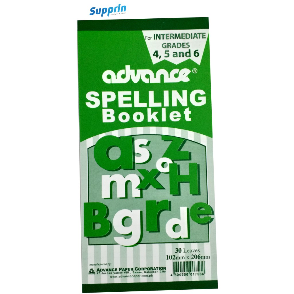 Spelling Booklet For Grade 4 5 6 30 Leaves 102mm X 6mm One 1 Pc Shopee Philippines