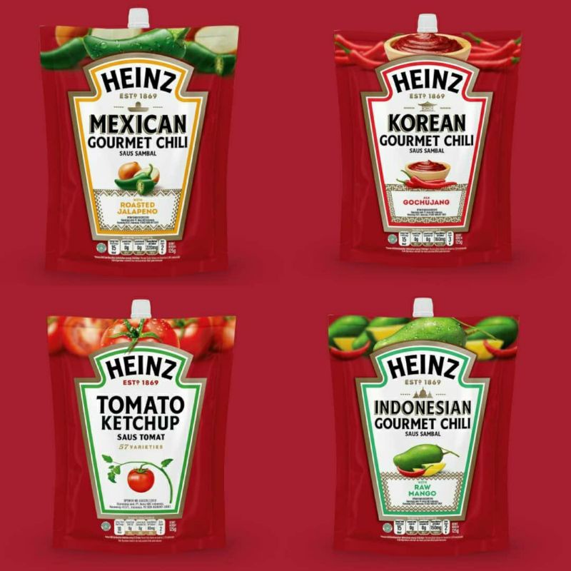 Heinz All Variant Sauce 125 gr - Tomato Ketchup Mexican Jalapeno Korean