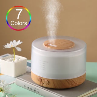 500ML 7 LED Aromatherapy Humidifier with Essential oil Ultrasonic Diffuser Air purifier Wood Grain