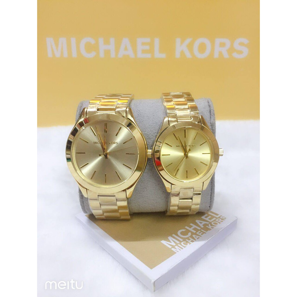 mk slim runway watch gold