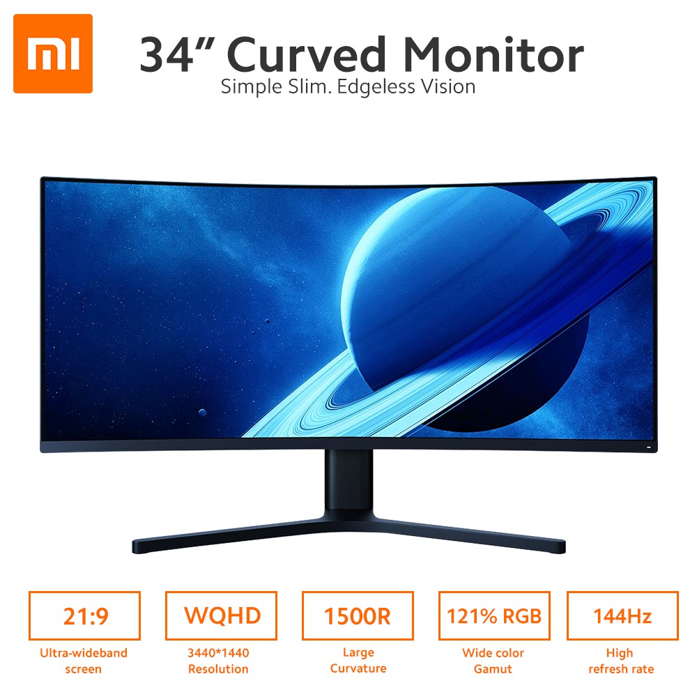 Xiaomi 34 Inch Curved Gaming Monitor 3440 * 1440 WQHD Resolution 121% ...