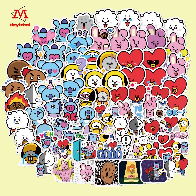 Set of 40 pcs Korean  BTS BT21 Sticker  Luggage Sticker  