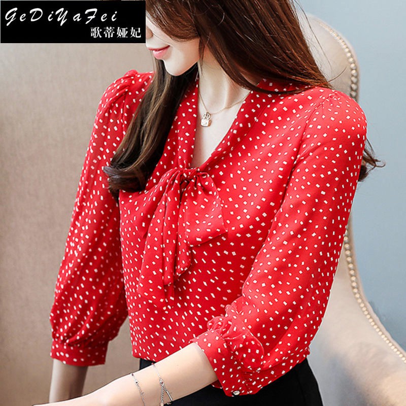 Baju dasi renda sifon kemeja wanita musim semi pakaian Baju dasi renda sifon kemeja wanita musim semi pakaian