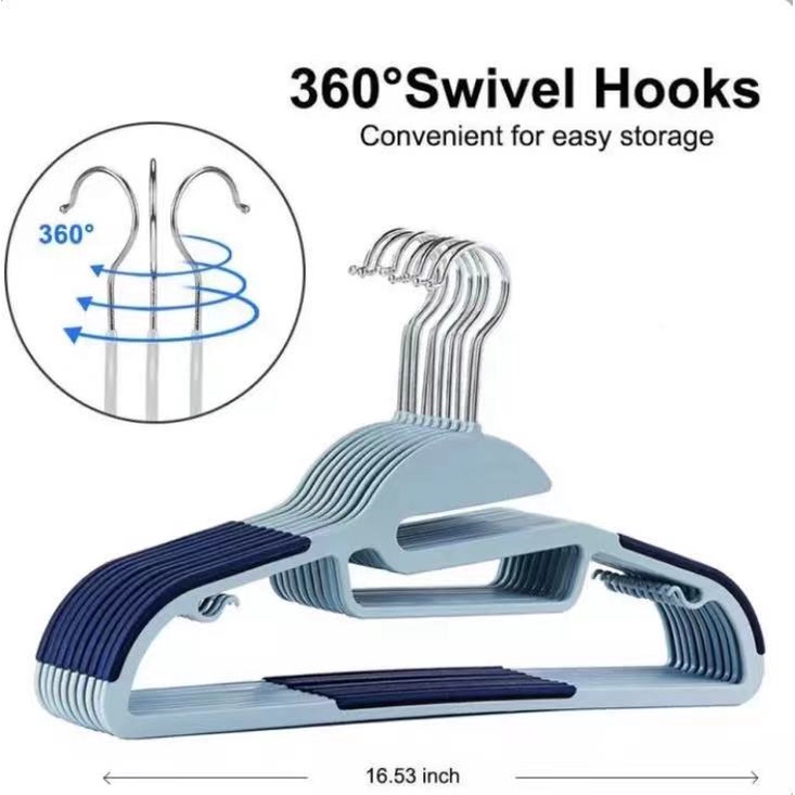 10 Pcs Premium Non Slip Velvet Clothes Hanger Flocked Suit Hangers