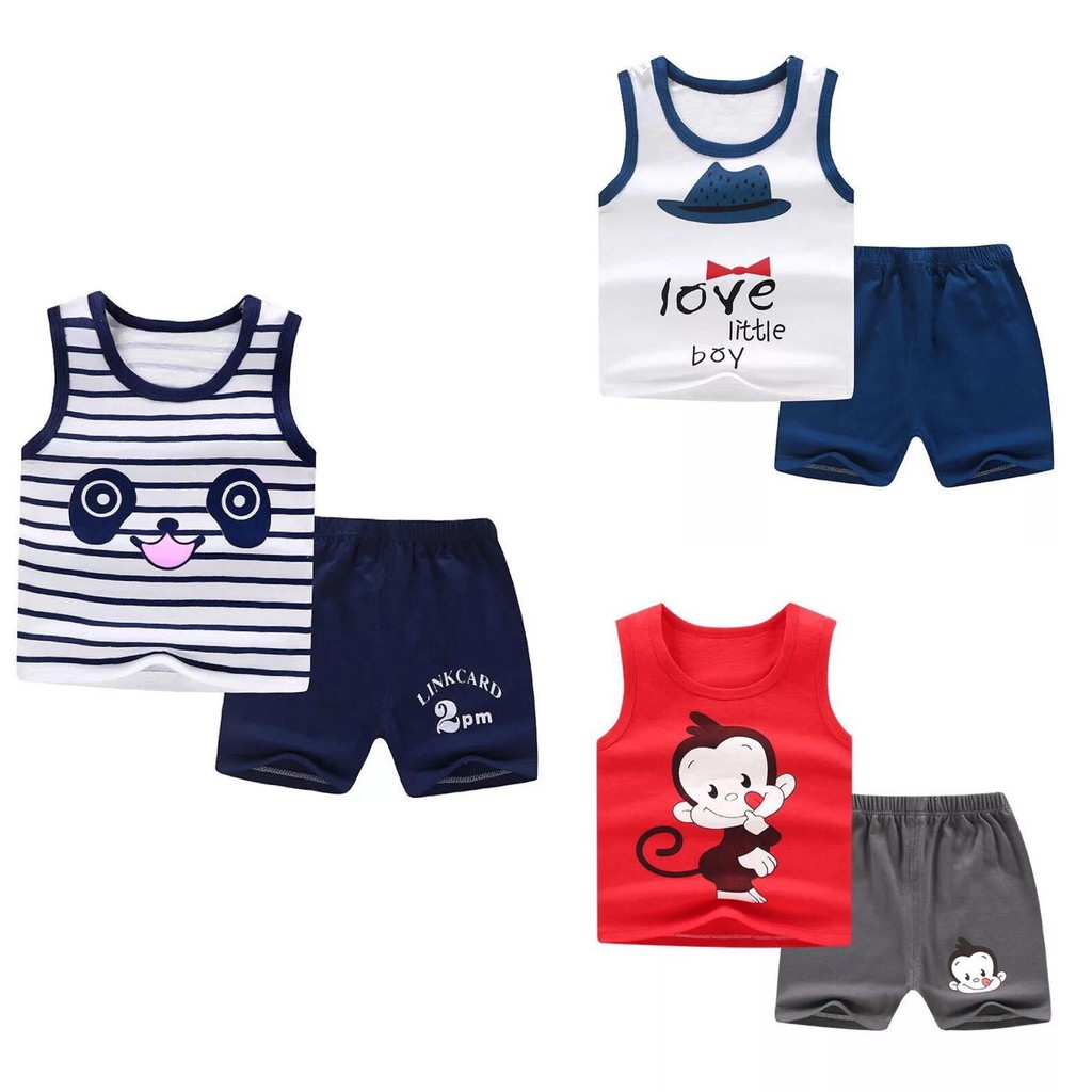 Baby Corp Boys Girls Terno Tank Top Sando Shorts 2 Piece Set | Shopee ...