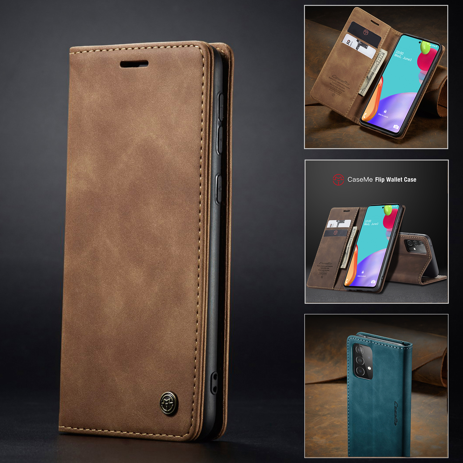 Samsung Galaxy A52S A52 A72 4G 5G Flip Matte Leather Phone Case Card