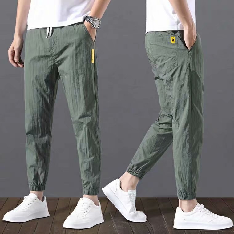 【3 Color】Big size chubby Ice Silk Quick-Dry Plain track jogger Pants ...