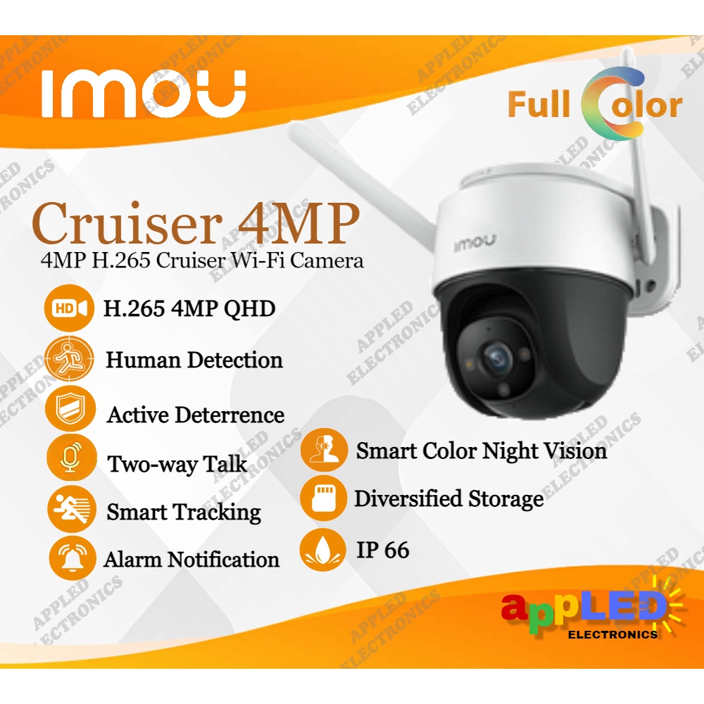Imou Cruiser 4MP PT Wi-Fi Camera Smart Color Night Vision, Active ...