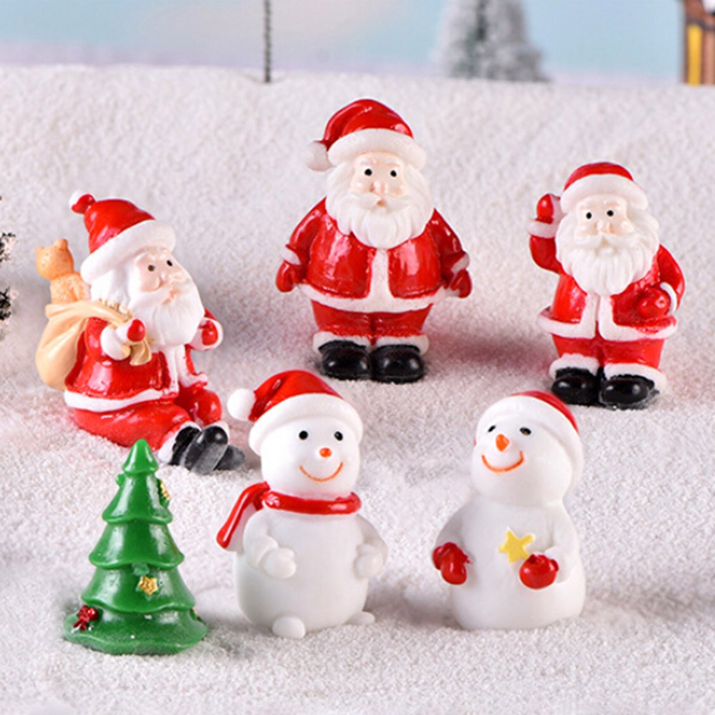 【Christmas】Resin Mini Christmas Santa Claus Tree Snowman Figurine DIY ...