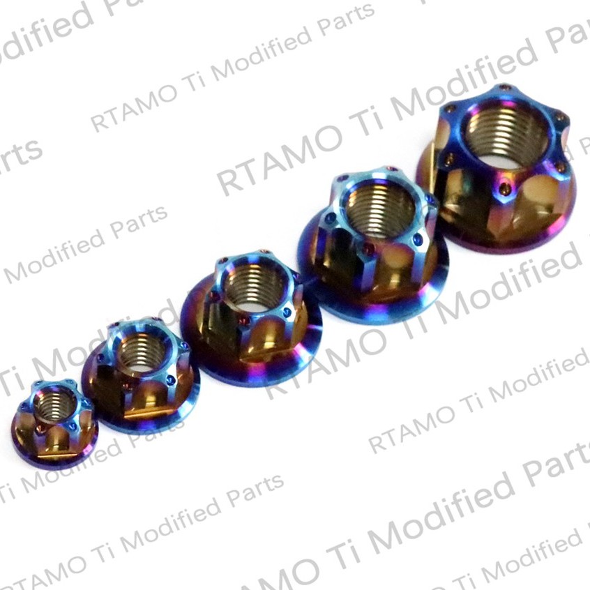 10pcs MTB Bicycle Motorcycle Titanium Ti Flange Nuts Bolts Screw Nuts M6 Gold
