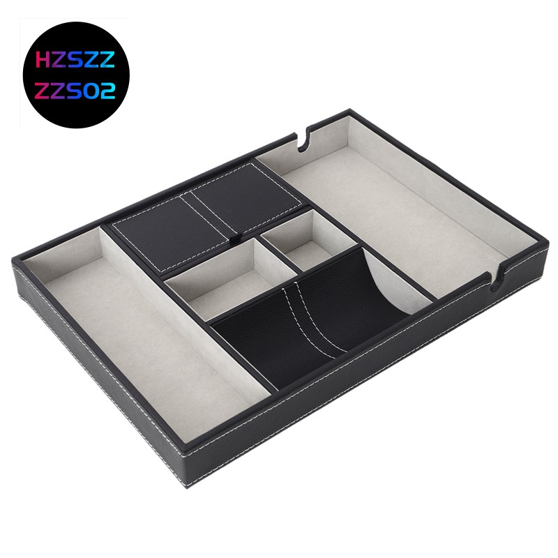 Valet Tray For Men Edc Nightstand Table Organizer Charging Station Catch All Dresser Tray Black Faux Leather 6 Compartments Shopee Philippines