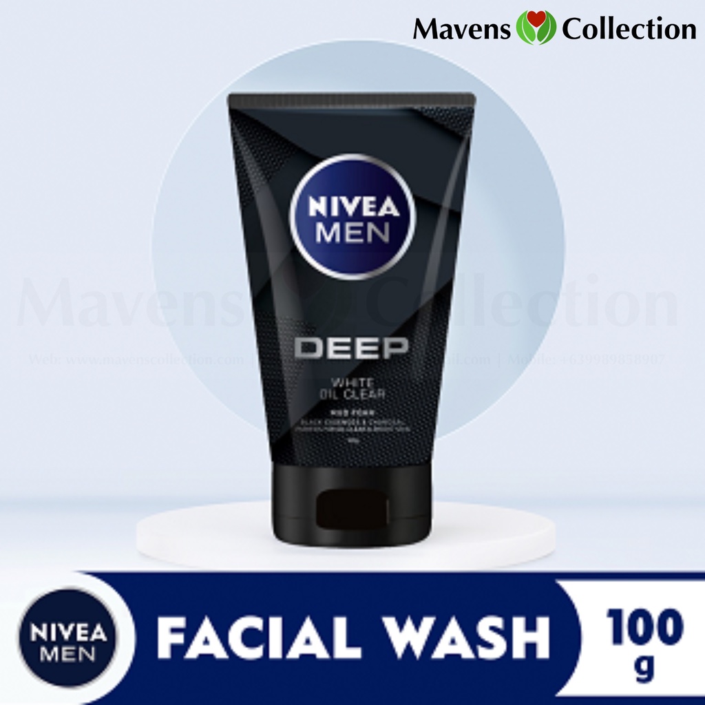 NIVEA MEN Facial Wash Deep White Oil Clear + Detox with Black Essences ...