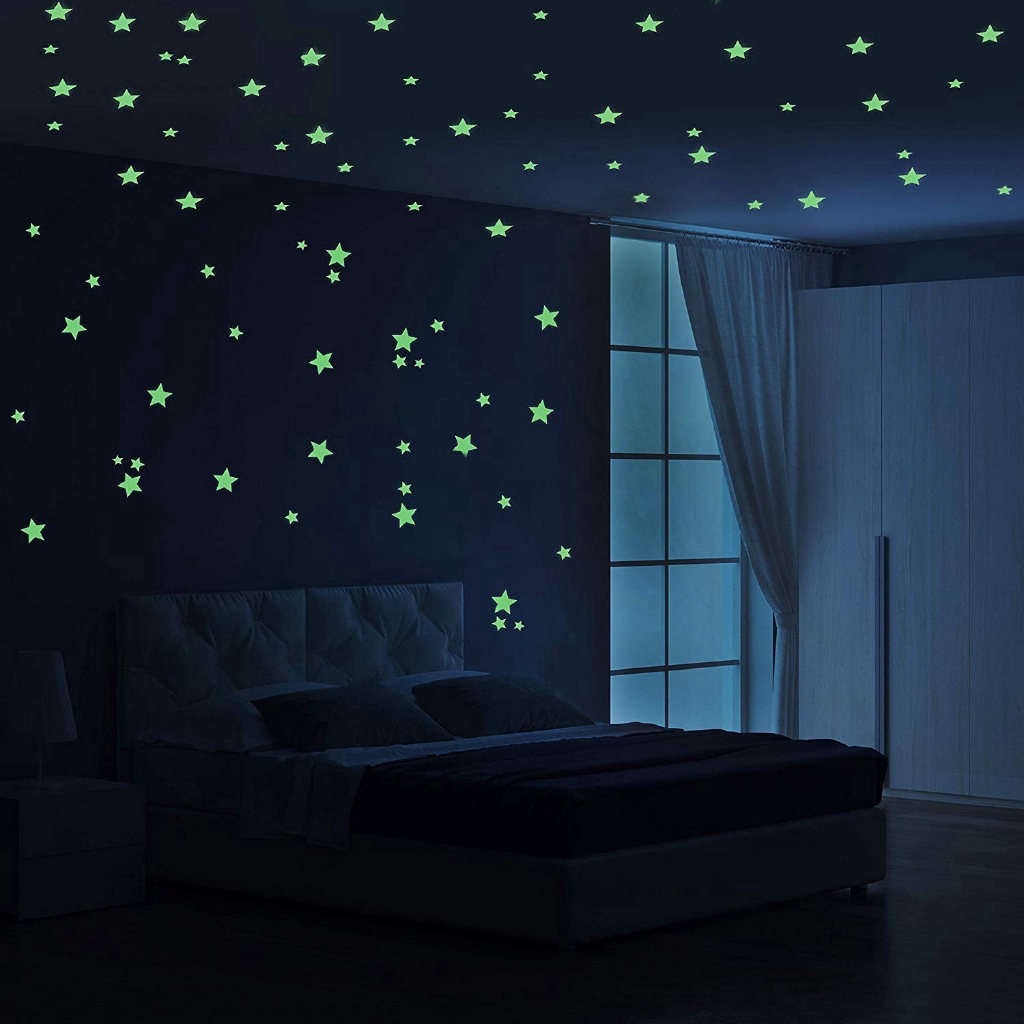 200pcs Glow In Dark 3d Diy Stars Stickers Wall Room Decor
