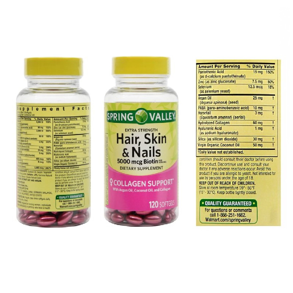 Spring Valley Hair Skin & Nails - 120caps | Shopee Philippines