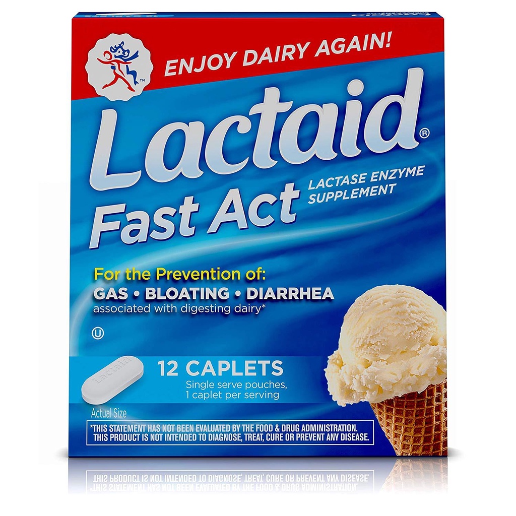 Lactaid Fast Act Lactose Intolerance Relief Caplets with Lactase Enzyme