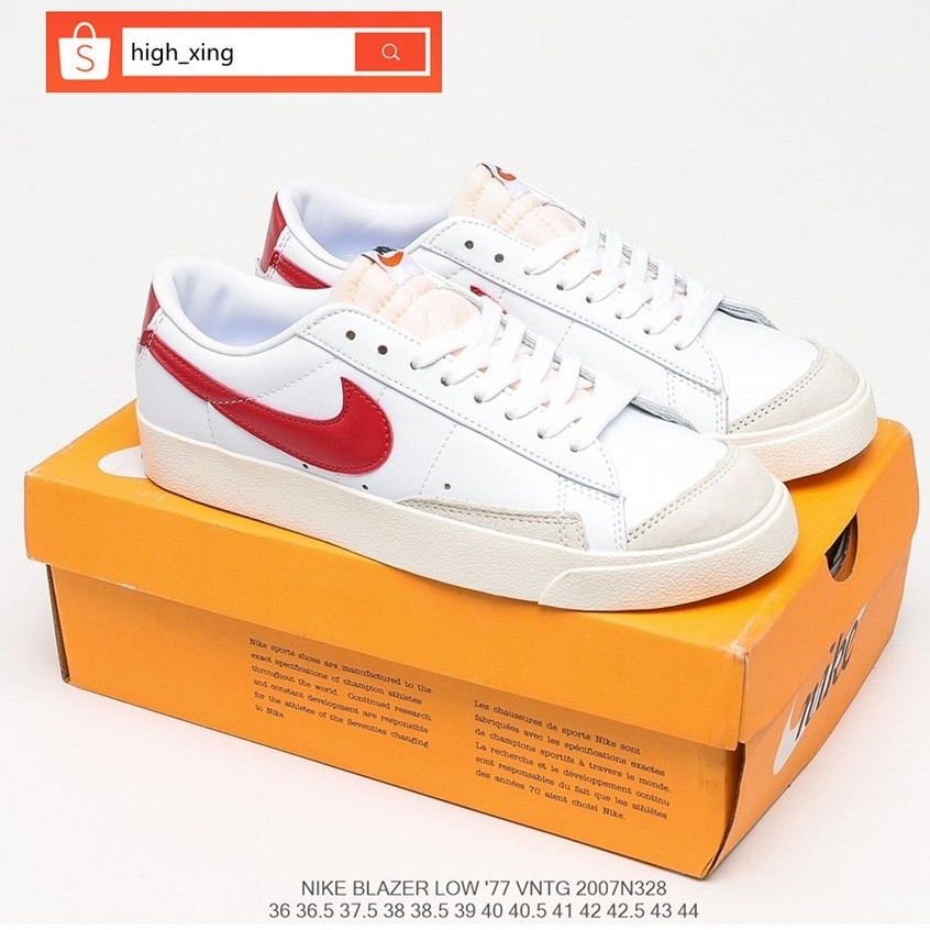 Original Nike Blazer Low Vntg White Red Casual Sneakers Shoes For Women Men | Shopee Philippines